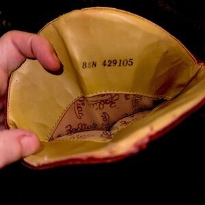 Red & tan vintage zodiac brand cowboy boots. A little worn, as they are vintage